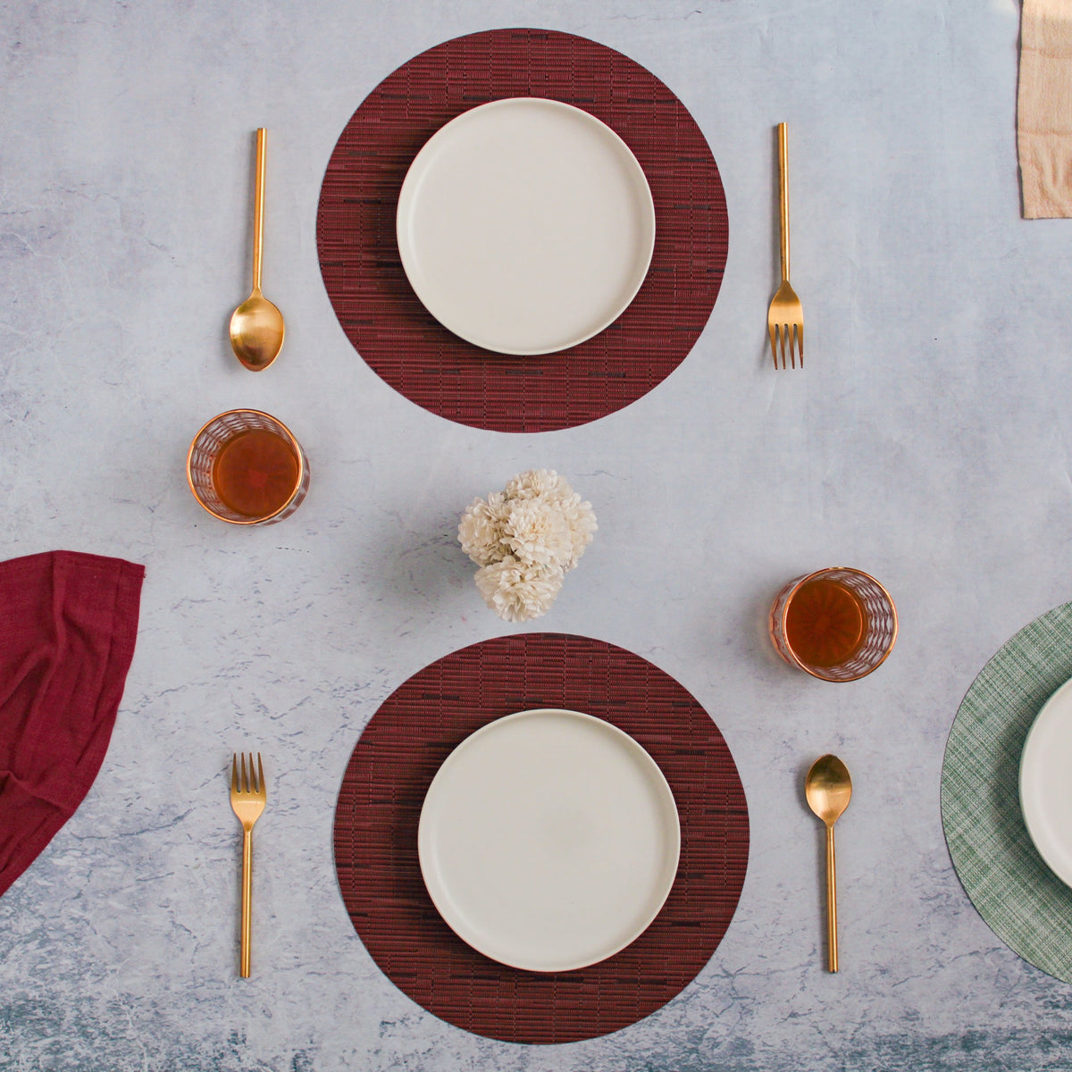 Round Placemat Maroon Set of 4 Nestasia