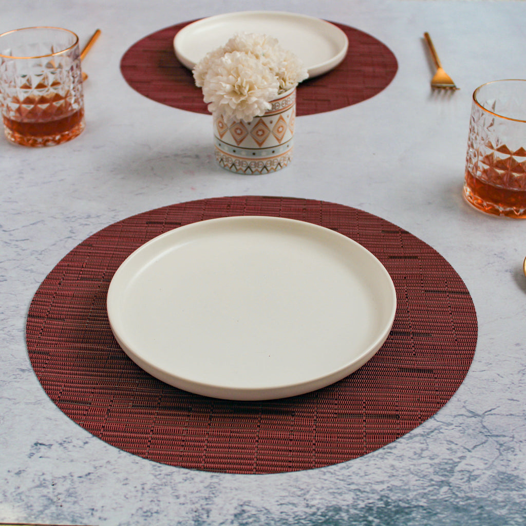Round Placemat Maroon Set of 4 Nestasia