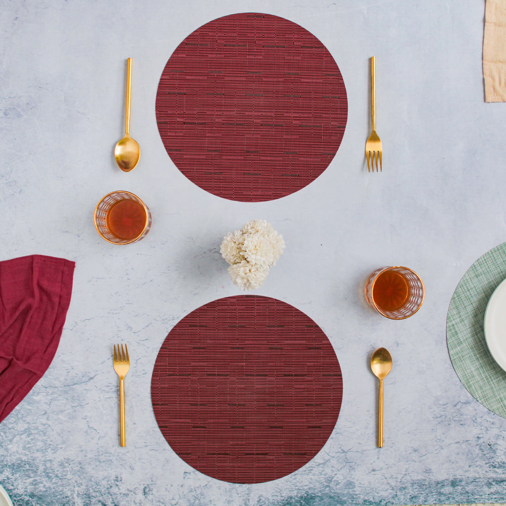 Round Placemat Maroon Set of 4 Nestasia