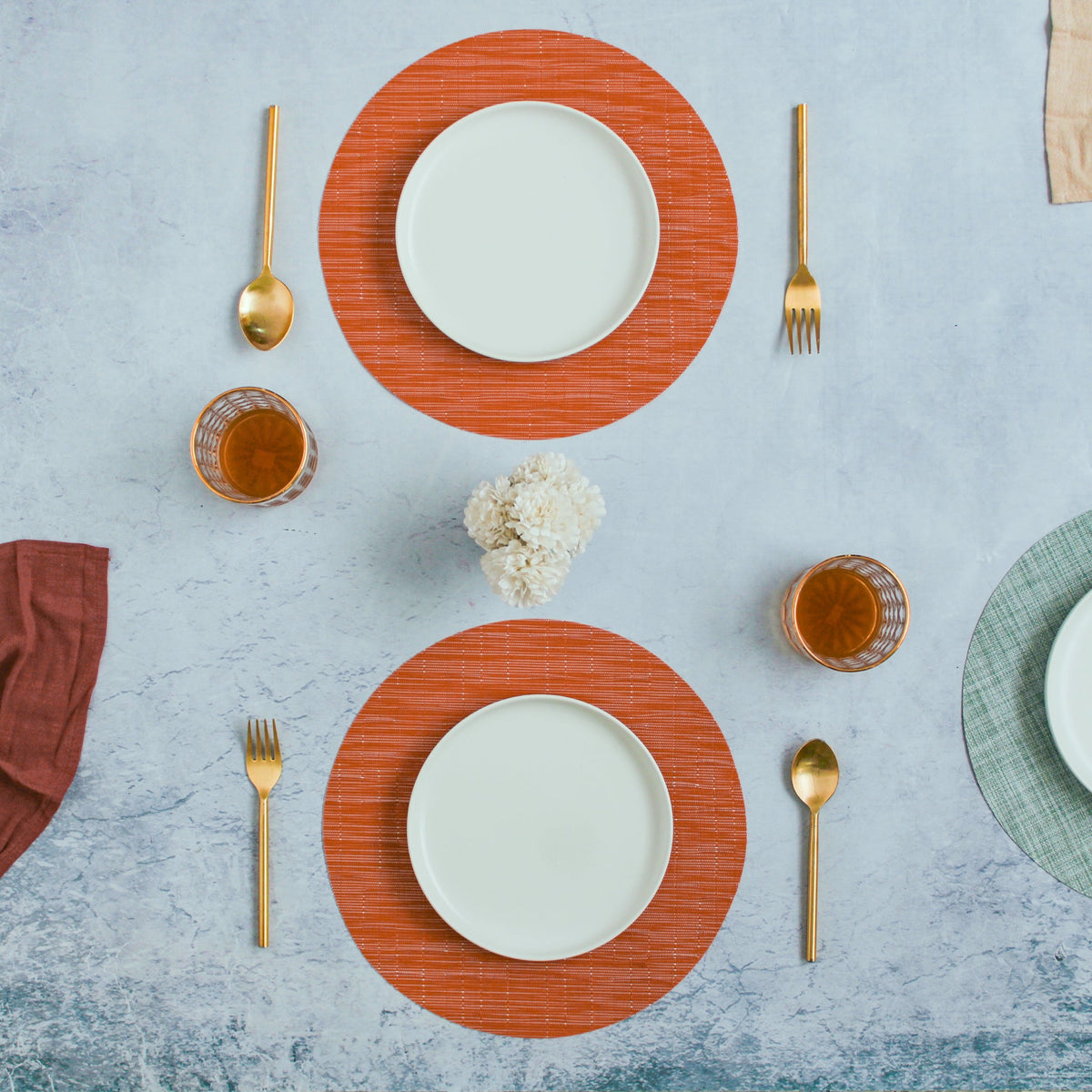 Round Placemat Orange Set of 4 Nestasia