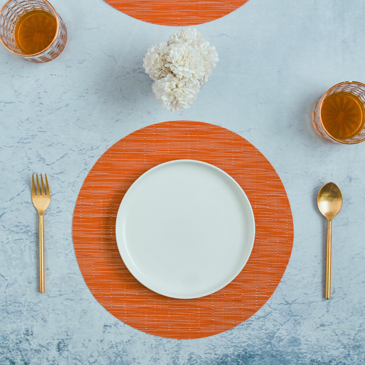 Round Placemat Orange Set of 4 Nestasia