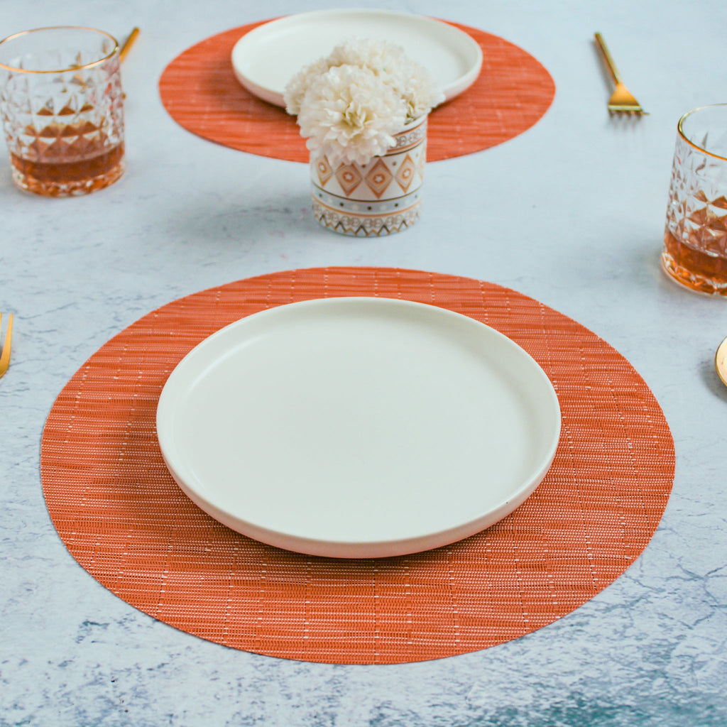 Round Placemat Orange Set of 4 Nestasia