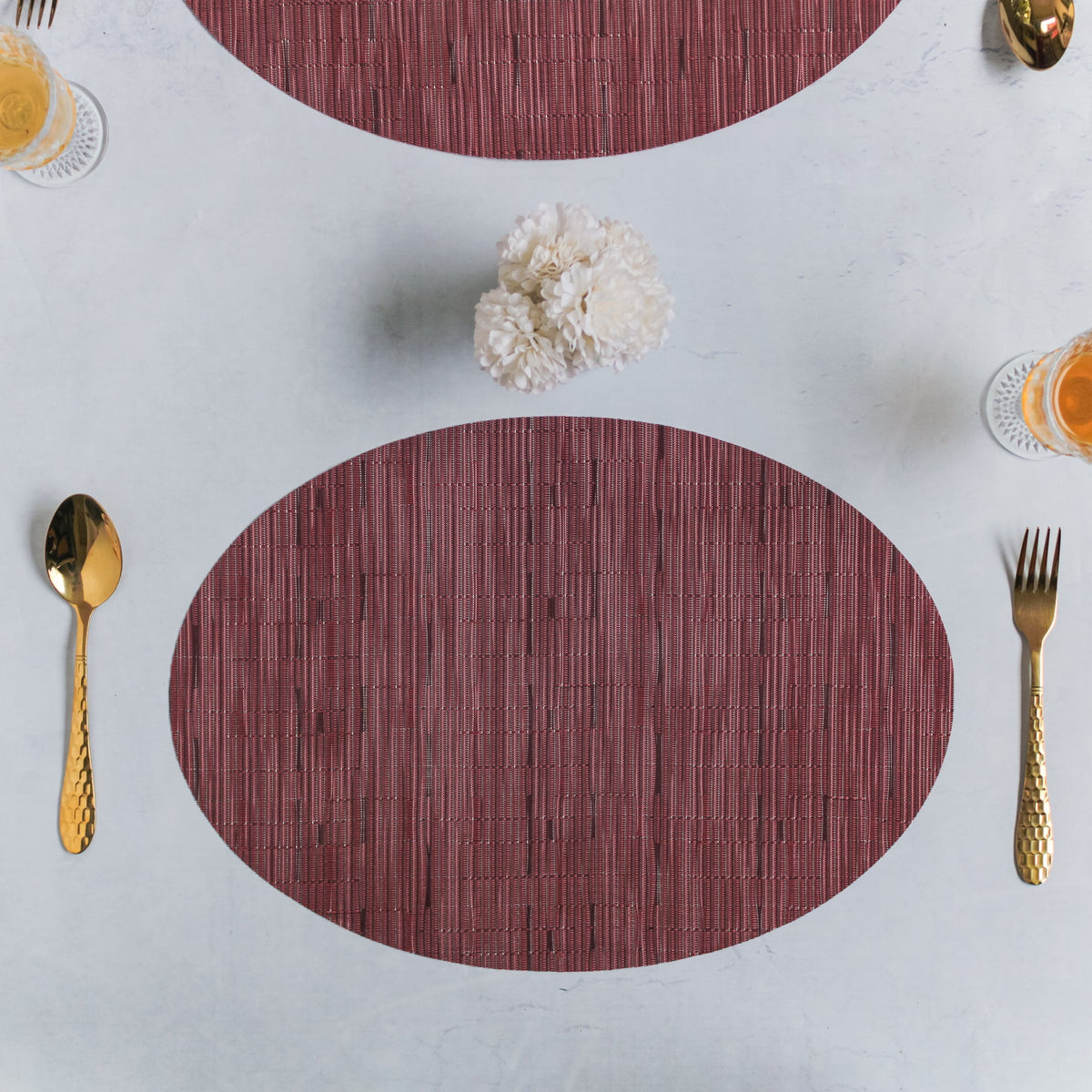 Oval Table Mat Maroon Set of 2 Nestasia
