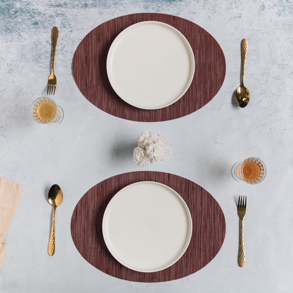 Oval Table Mat Maroon Set of 2 Nestasia
