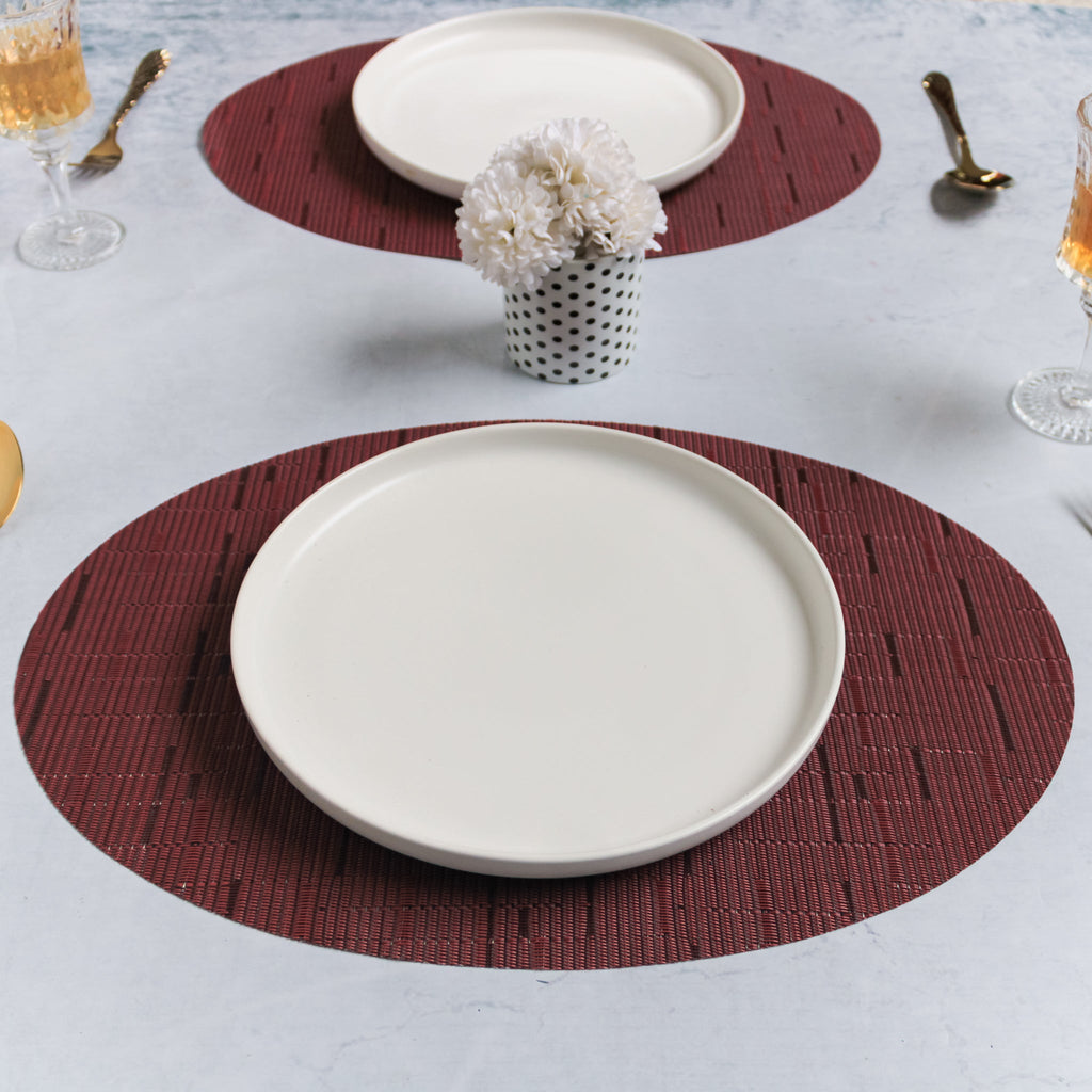 Oval Table Mat Maroon Set of 2 Nestasia