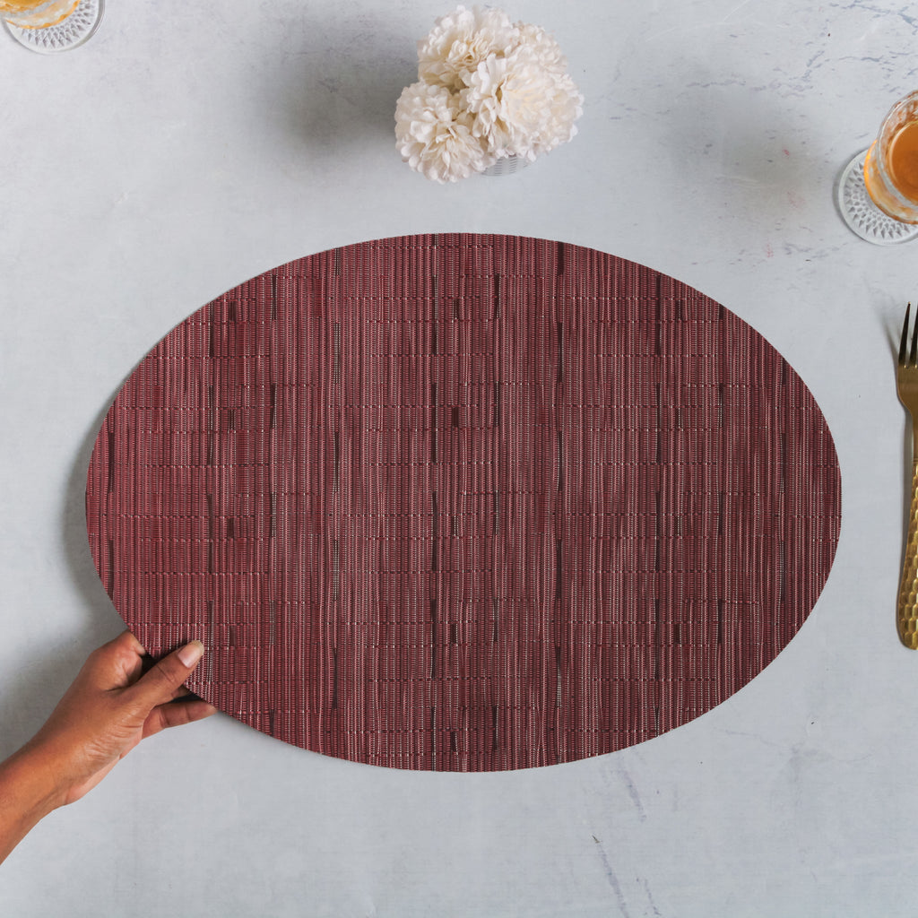 Oval Table Mat Maroon Set of 2 Nestasia