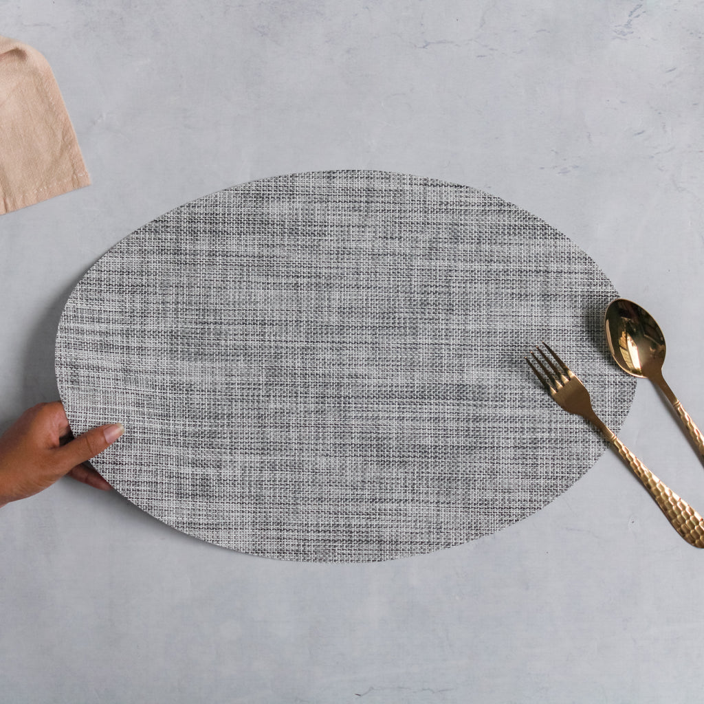 Oval Table Mat Grey Set of 2 Nestasia