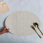 Oval Table Mat Beige Set of 2 Nestasia
