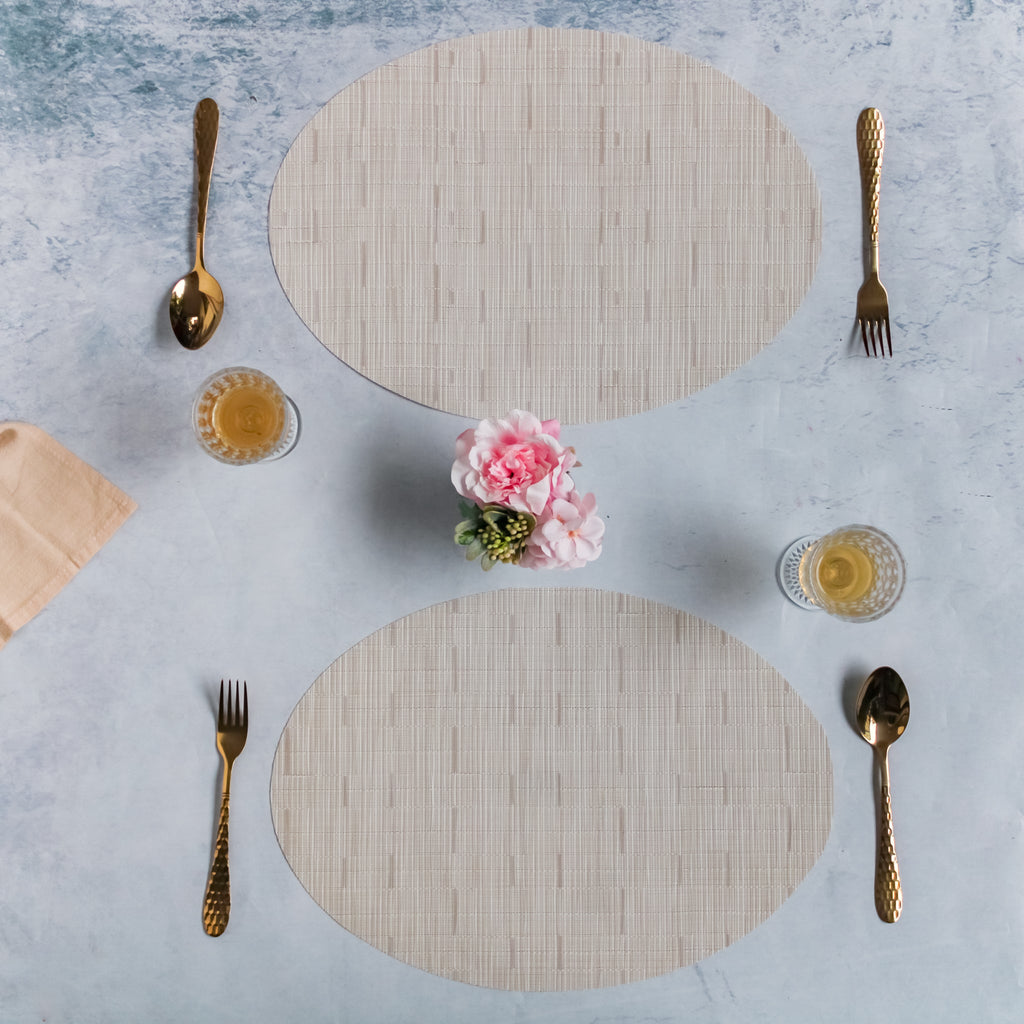 Oval Table Mat Beige Set of 2 Nestasia