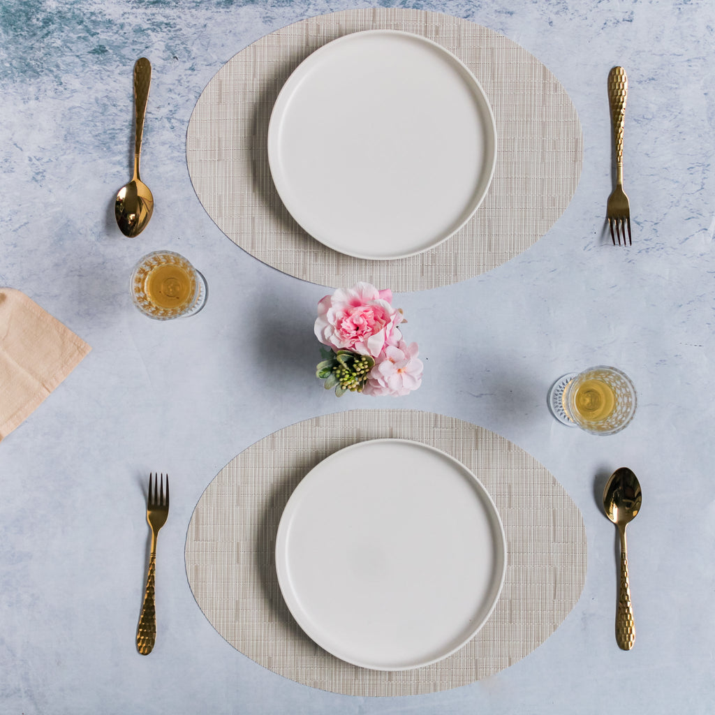 Oval Table Mat Beige Set of 2 Nestasia