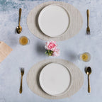 Oval Table Mat Beige Set of 2 Nestasia