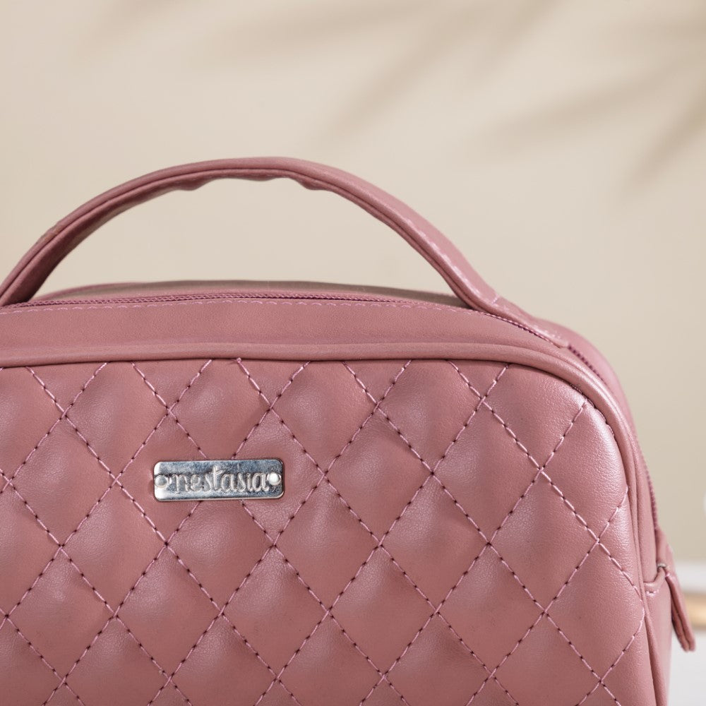 Travel And Makeup Pouch With Double Zip Pink Nestasia
