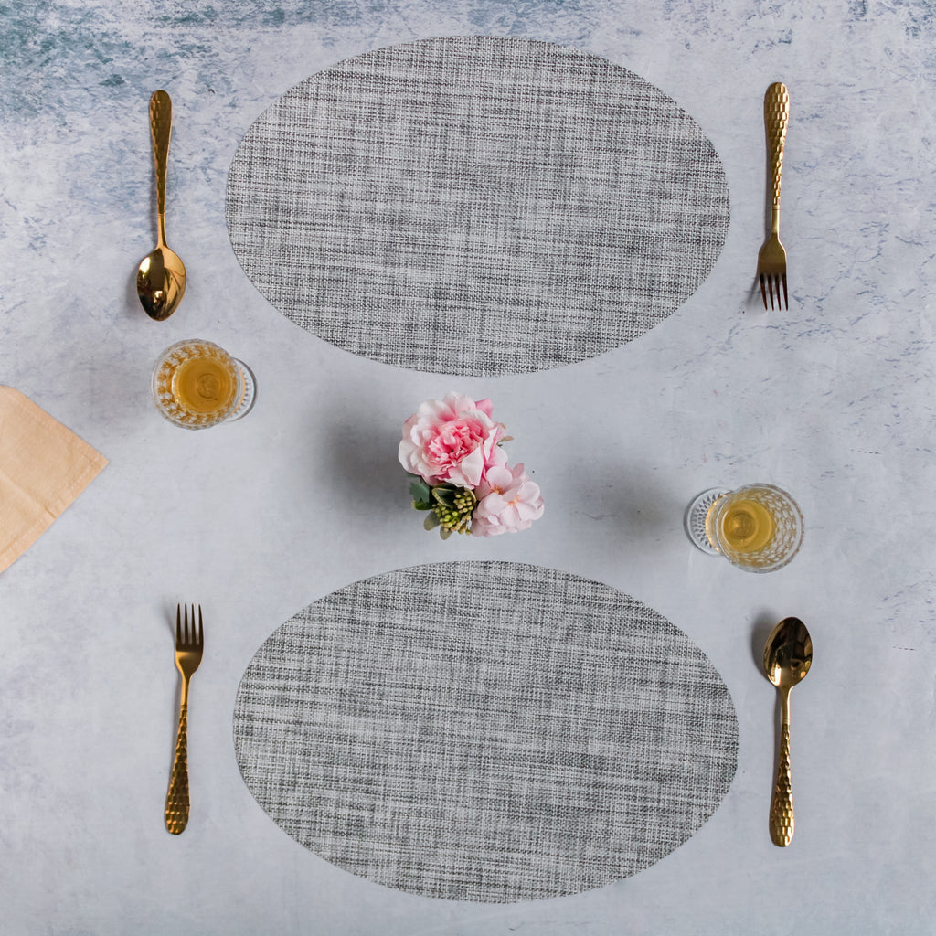 Oval Table Mat Grey Set of 2 Nestasia