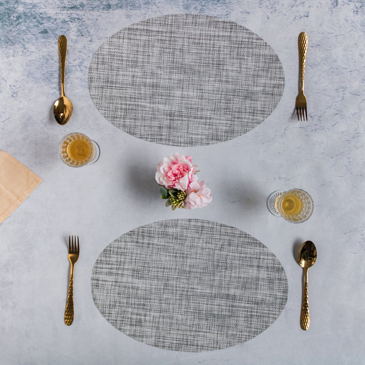 Oval Table Mat Grey Set of 2 Nestasia
