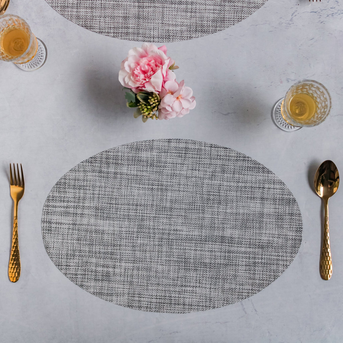 Oval Table Mat Grey Set of 2 Nestasia
