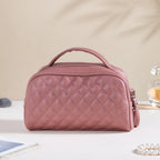 Travel And Makeup Pouch With Double Zip Pink Nestasia
