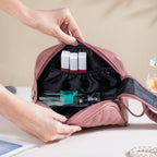 Travel And Makeup Pouch With Double Zip Pink Nestasia