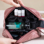 Travel And Makeup Pouch With Double Zip Pink Nestasia
