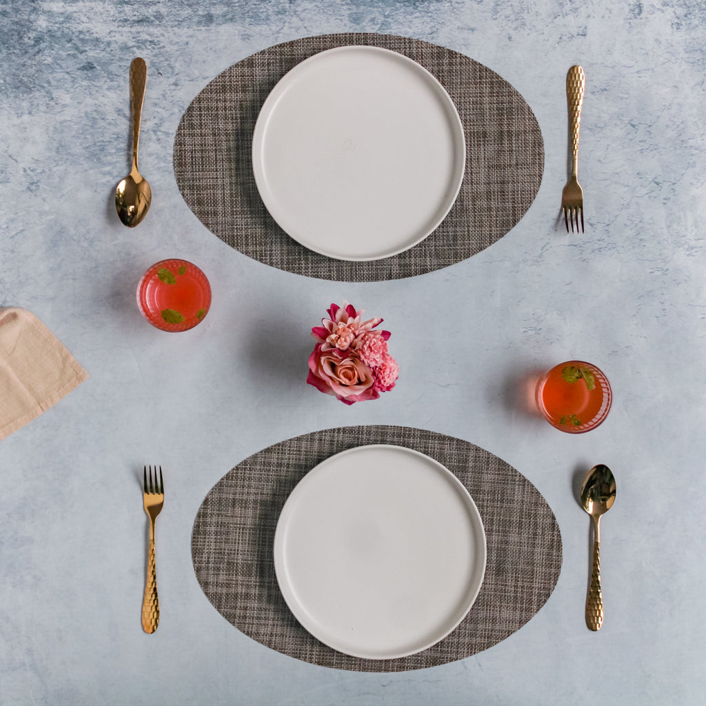 Oval Table Mat Brown Set of 2 Nestasia