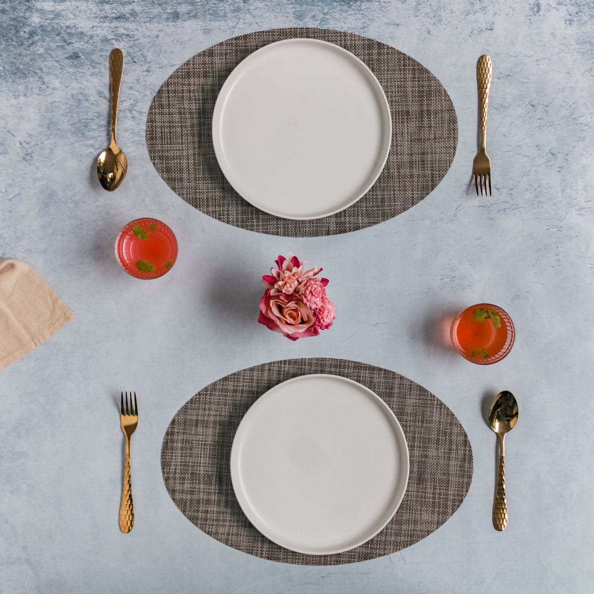 Oval Table Mat Brown Set of 2 Nestasia