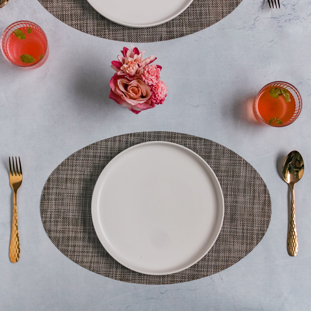 Oval Table Mat Brown Set of 2 Nestasia
