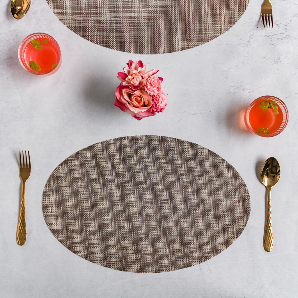 Oval Table Mat Brown Set of 2 Nestasia