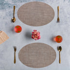 Oval Dining Table Mat Beige Set of 2 Nestasia