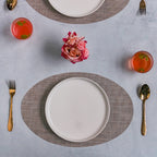 Oval Dining Table Mat Beige Set of 2 Nestasia