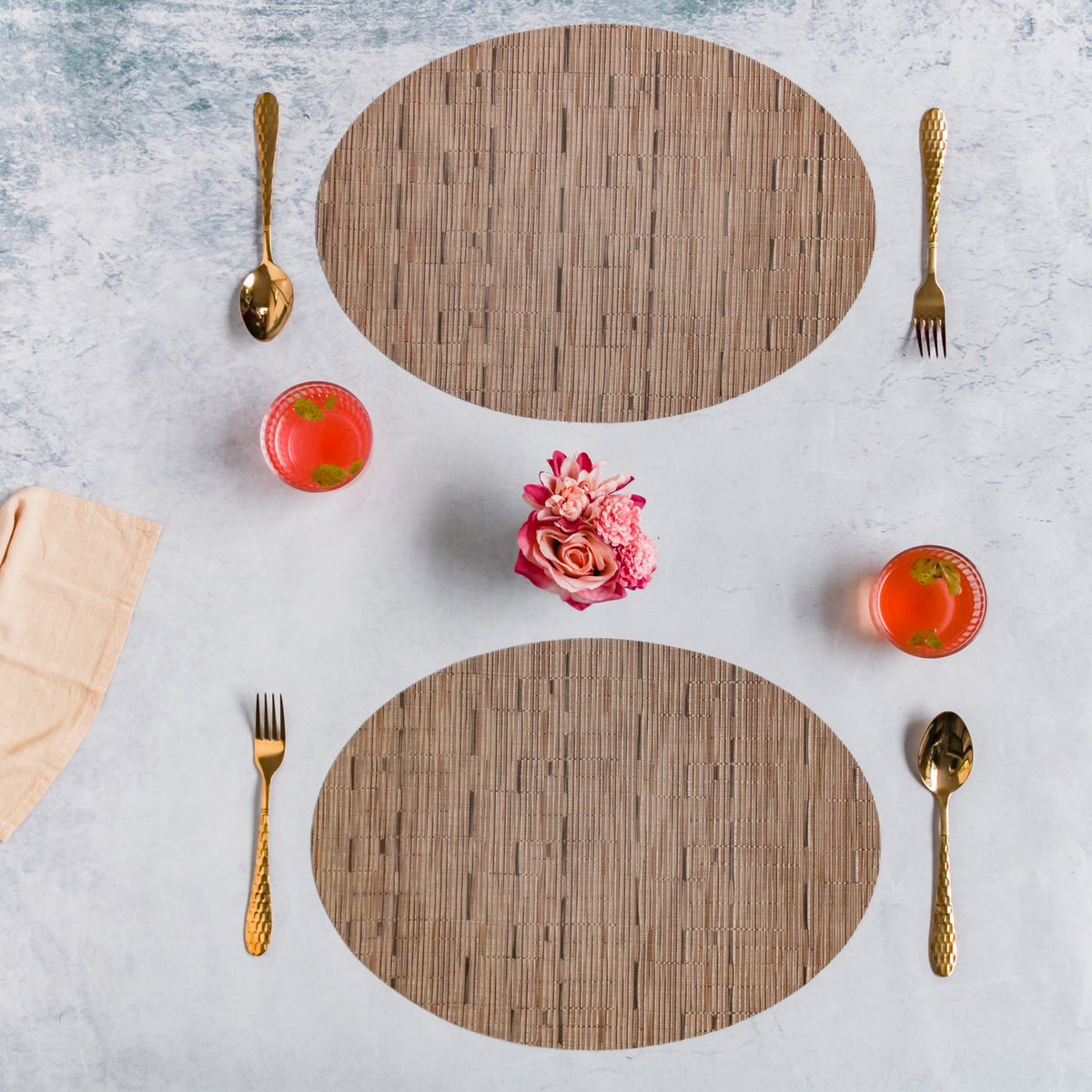 Oval Table Mat Brown Set of 2 Nestasia