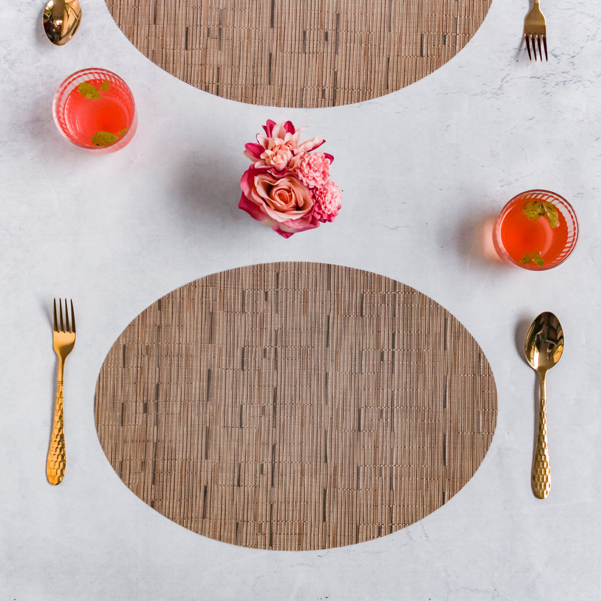 Oval Table Mat Brown Set of 2 Nestasia