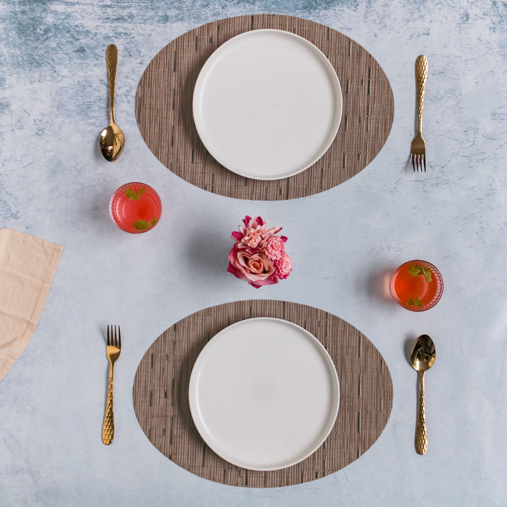 Oval Table Mat Brown Set of 2 Nestasia