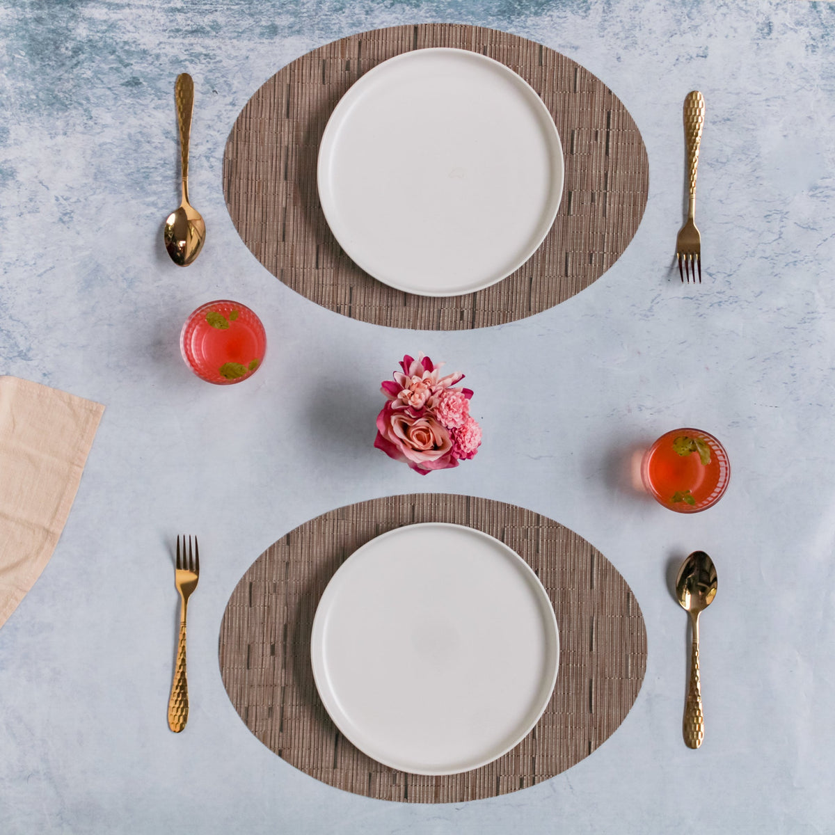 Oval Table Mat Brown Set of 2 Nestasia