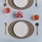 Oval Table Mat Brown Set of 2 Nestasia