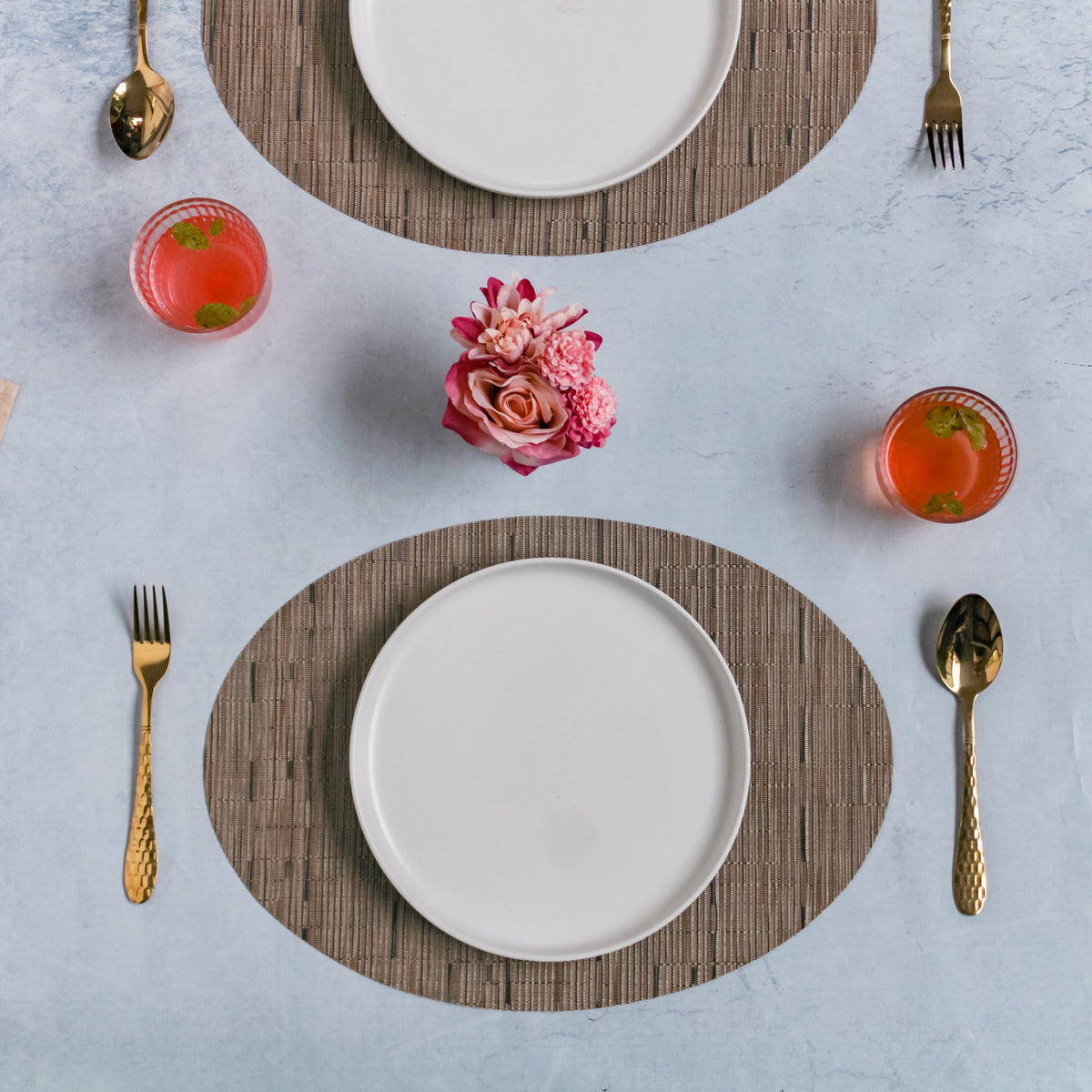 Oval Table Mat Brown Set of 2 Nestasia