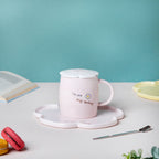 Cup With Flower Plate Pink 360 ml Nestasia