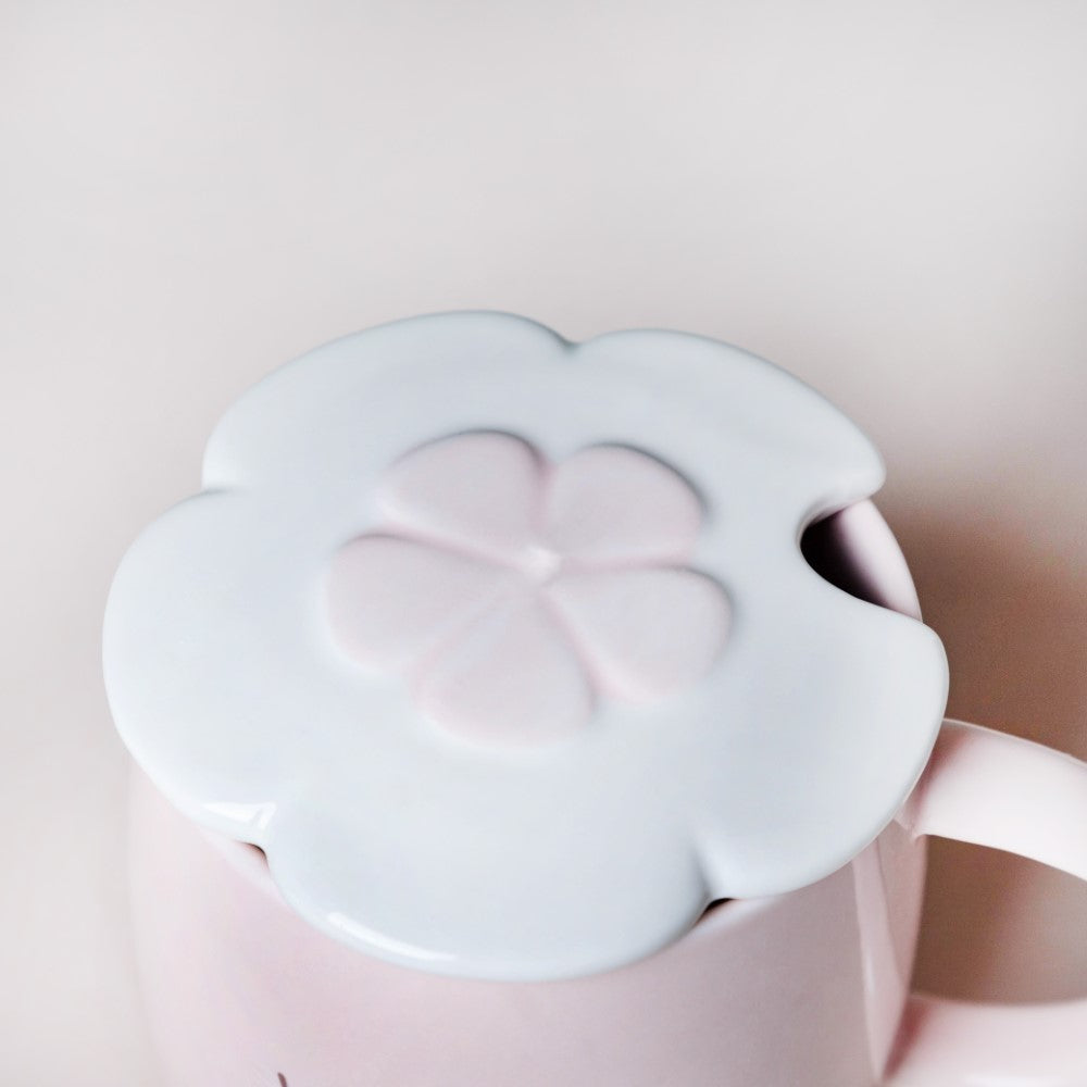 Cup With Flower Plate Pink 360 ml Nestasia