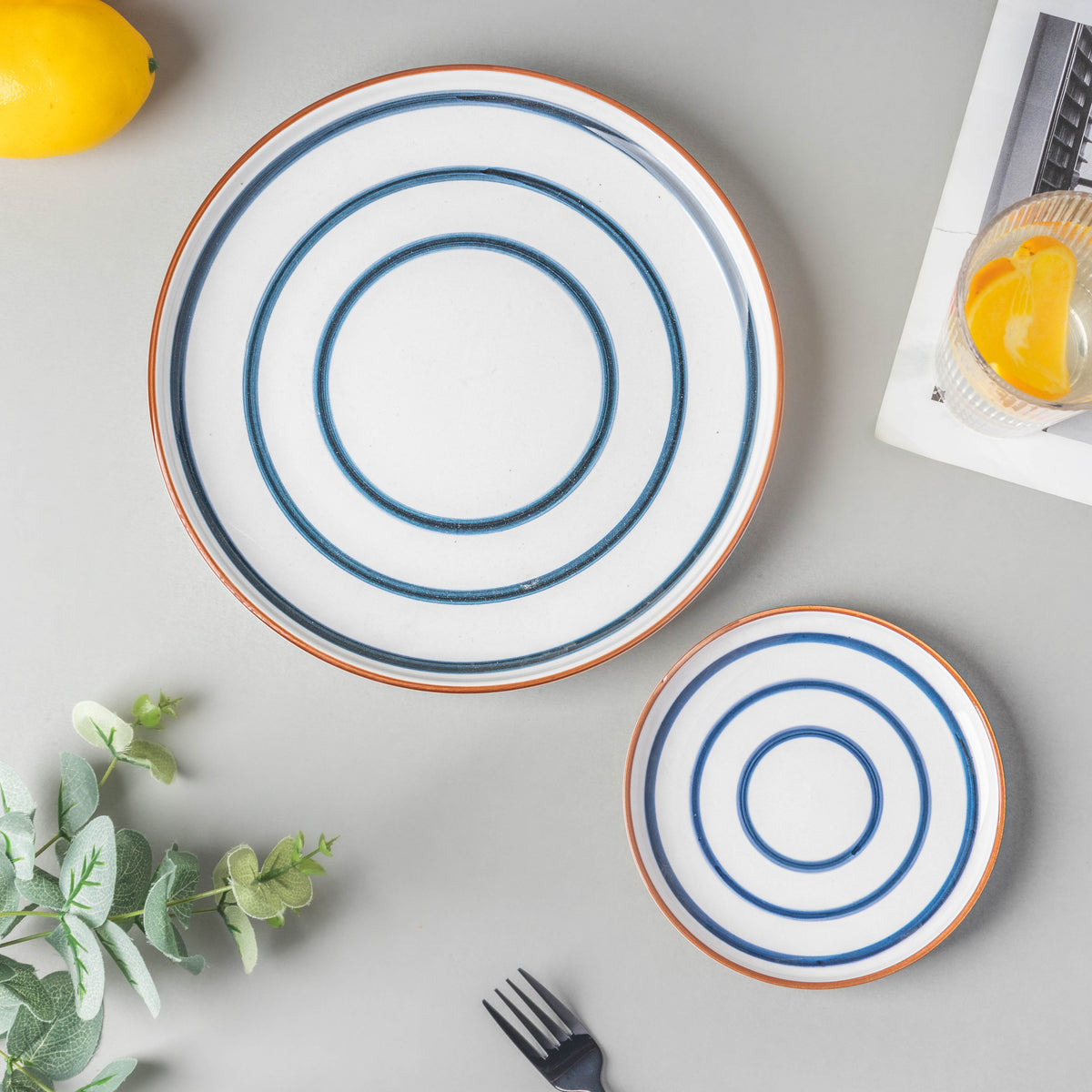 Blue Spiral 22 Piece Dinner Set For 6