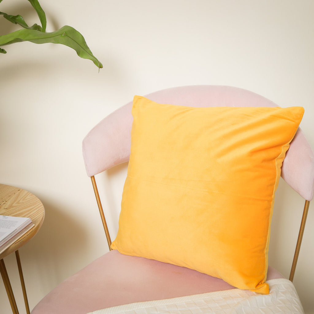 Yellow Velvet Cushion Case Nestasia