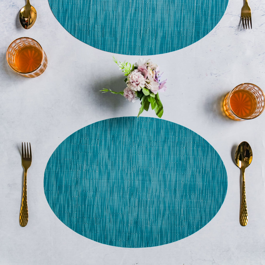 Oval Table Mat Blue Set of 2 Nestasia