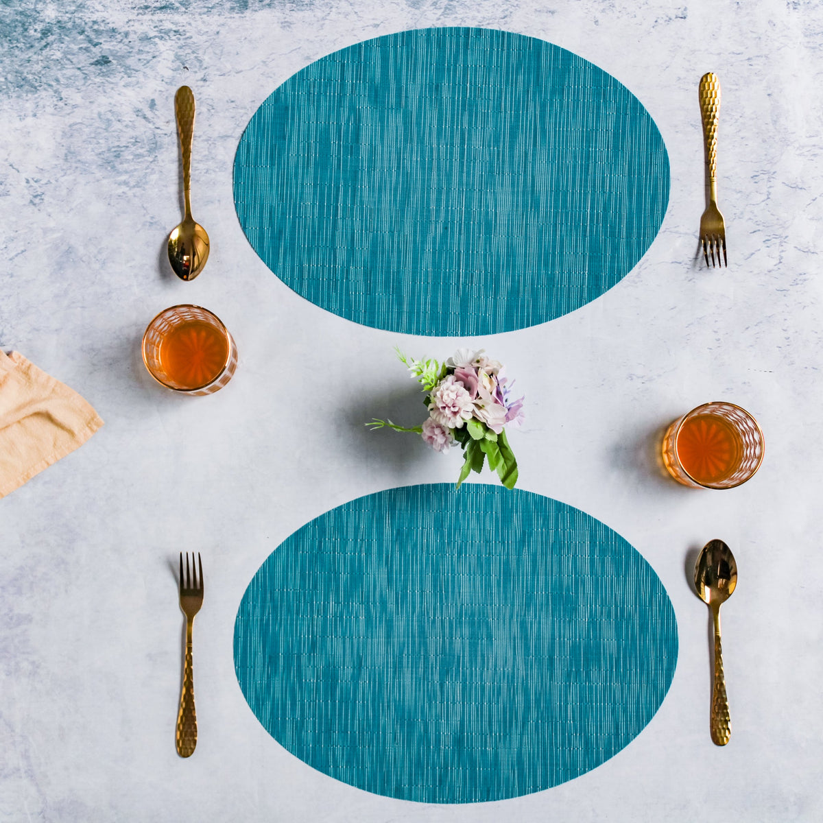 Oval Table Mat Blue Set of 2 Nestasia