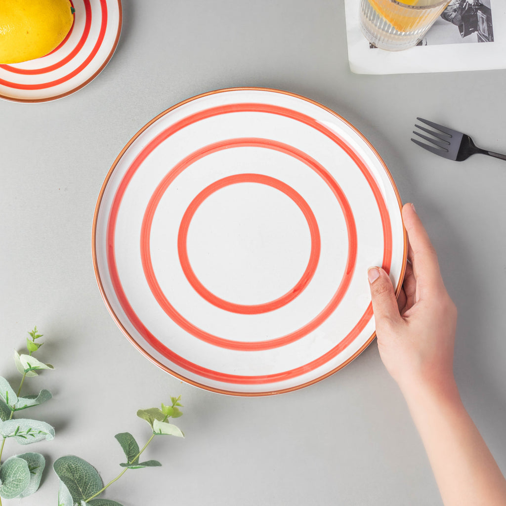 Spiral Red 22 Piece Dinner Set For 6 Nestasia