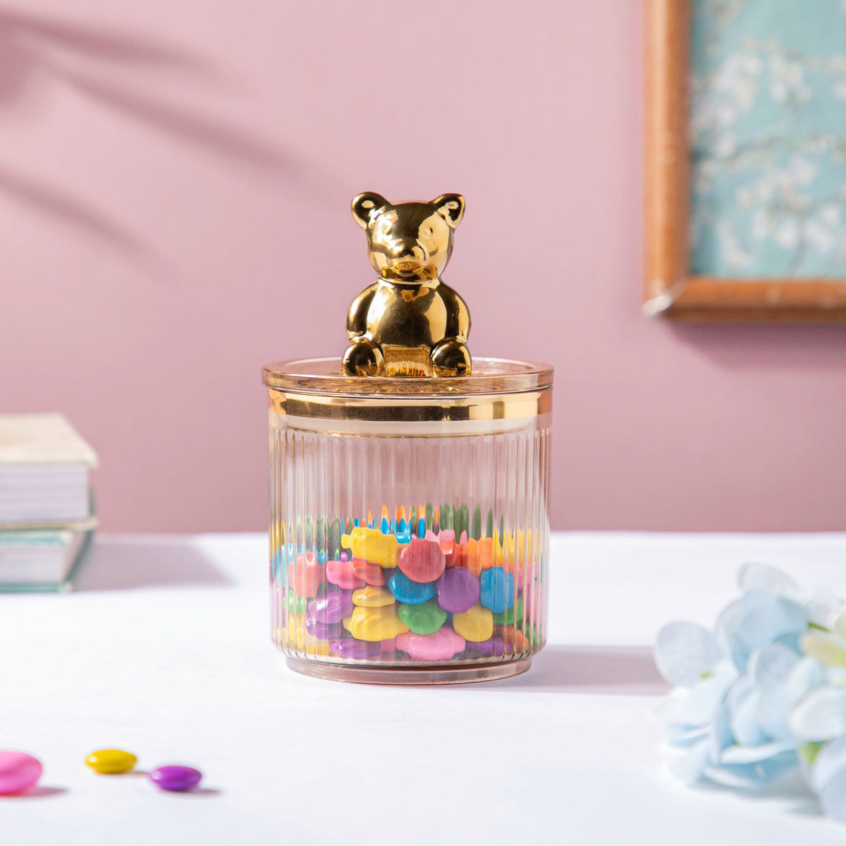 Vintage Jar With Bear Lid Amber 350ml Nestasia