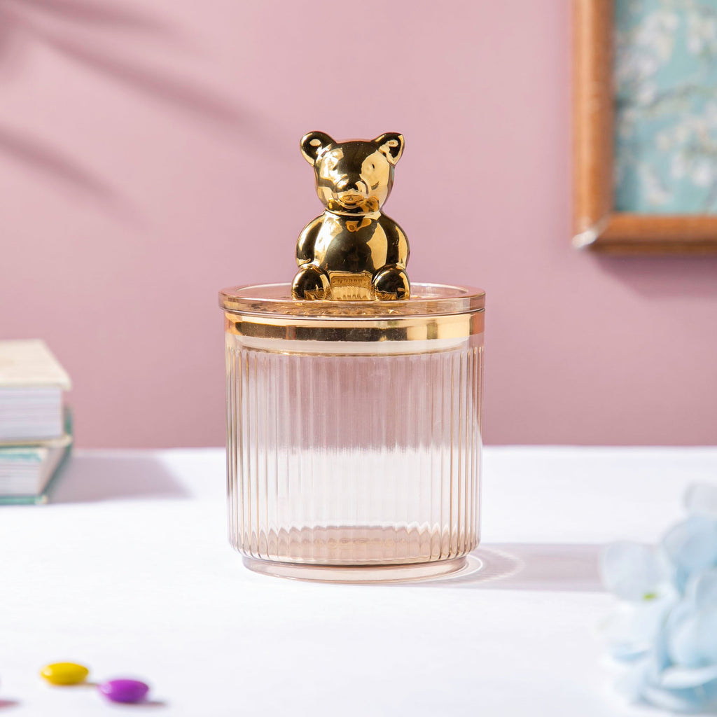 Vintage Jar With Bear Lid Amber 350ml Nestasia