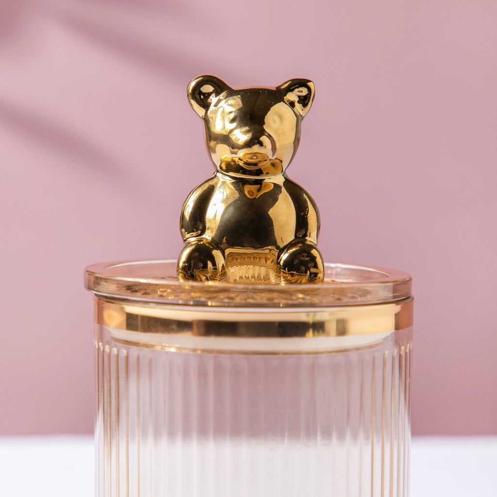 Vintage Jar With Bear Lid Amber 350ml Nestasia