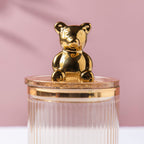 Vintage Jar With Bear Lid Amber 350ml Nestasia