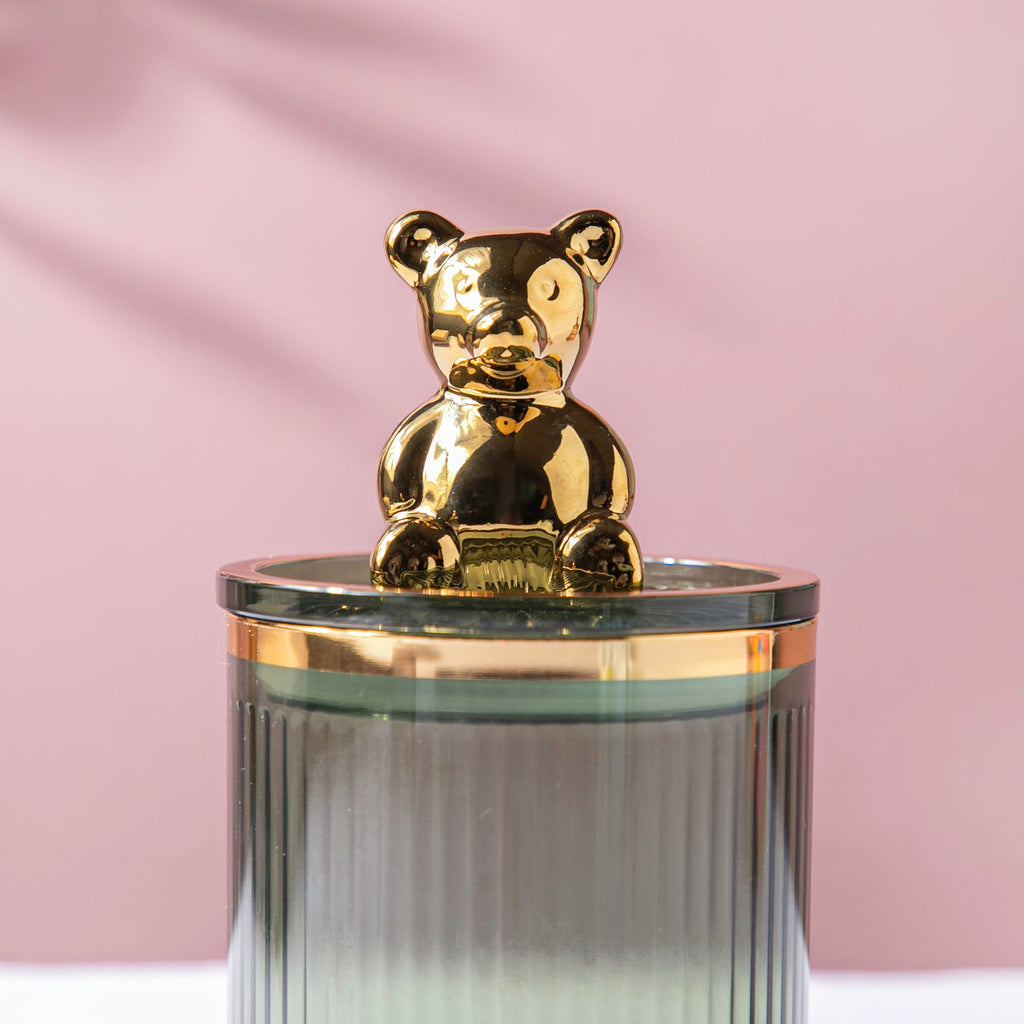 Vintage Jar With Bear Lid Green 350ml Nestasia