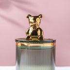 Vintage Jar With Bear Lid Green 350ml Nestasia