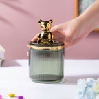 Vintage Jar With Bear Lid Green 350ml Nestasia