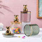 Vintage Jar With Bear Lid Green 350ml Nestasia