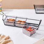 Glass Square Bowl With Tray Set Of 4 200ml Nestasia